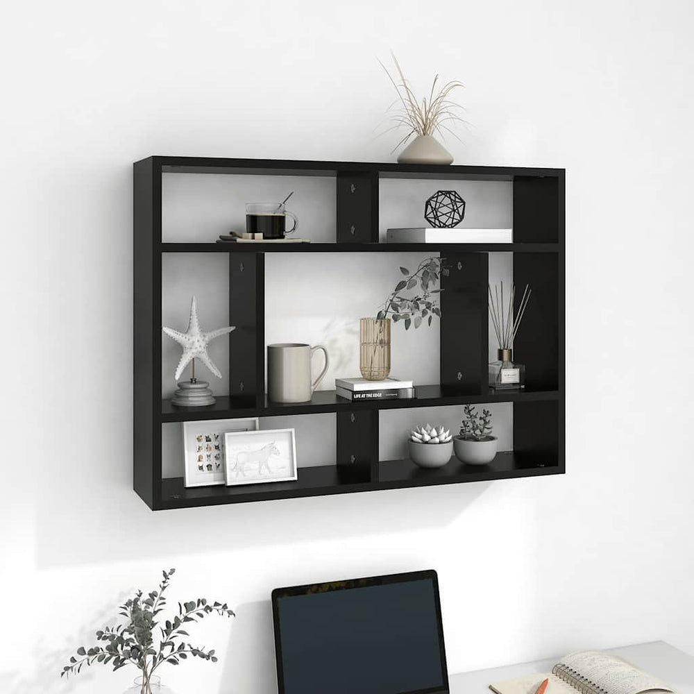 vidaXL Étagère murale noire 75x16x55 cm Bois d'ingénierie