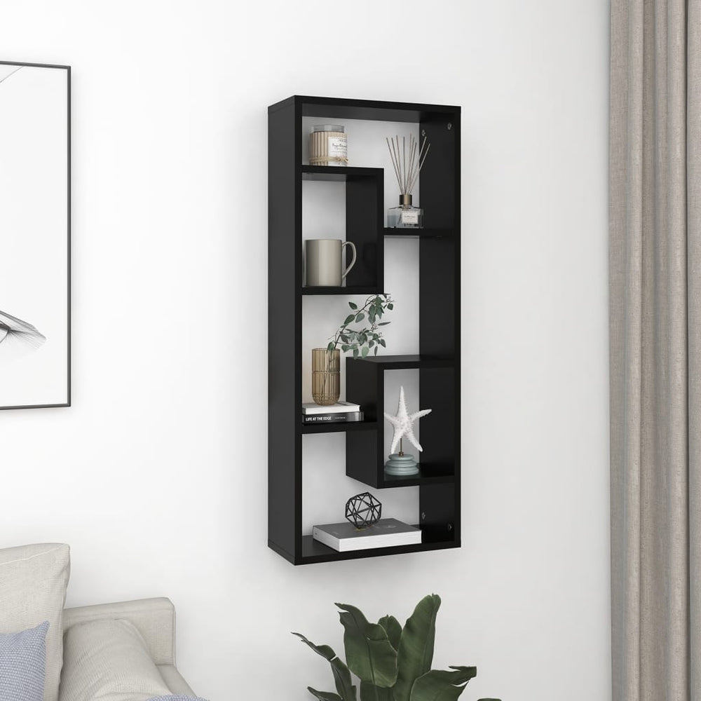 vidaXL Étagère murale noire 36x16x90 cm Bois d'ingénierie