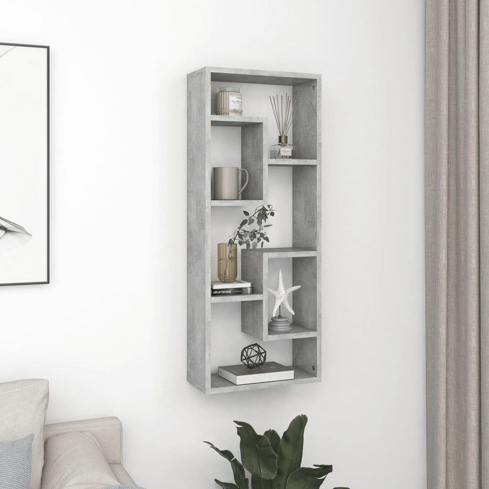 Betongraues Wandregal, 36x16x90 cm