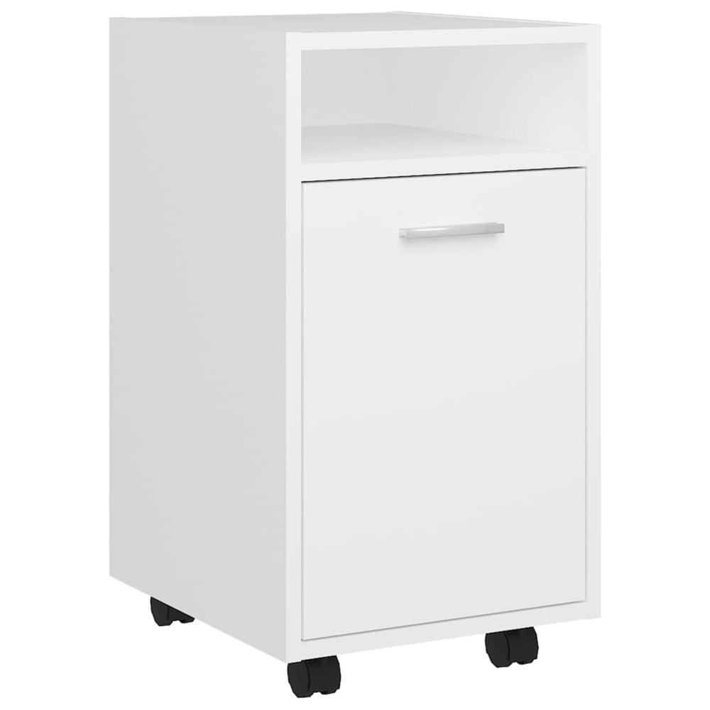 Weißer Beistellschrank mit Rollen