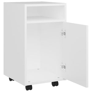 Weißer Beistellschrank mit Rollen