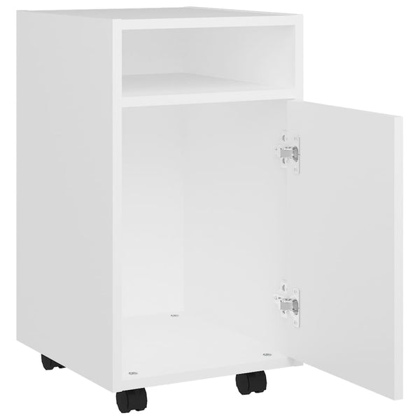 Weißer Beistellschrank mit Rollen