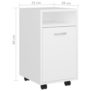 Weißer Beistellschrank mit Rollen
