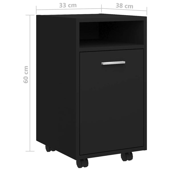 Beistellschrank Schwarz auf Rollen