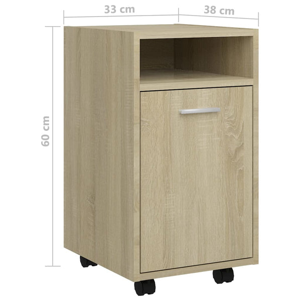 Rollbarer Beistellschrank Sonoma Eiche 33x38x60 cm