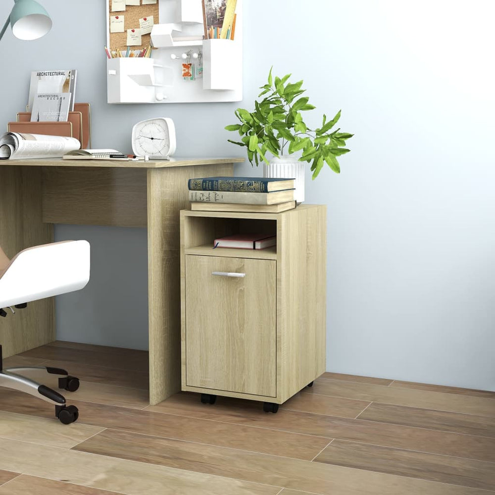 Rollbarer Beistellschrank Sonoma Eiche 33x38x60 cm
