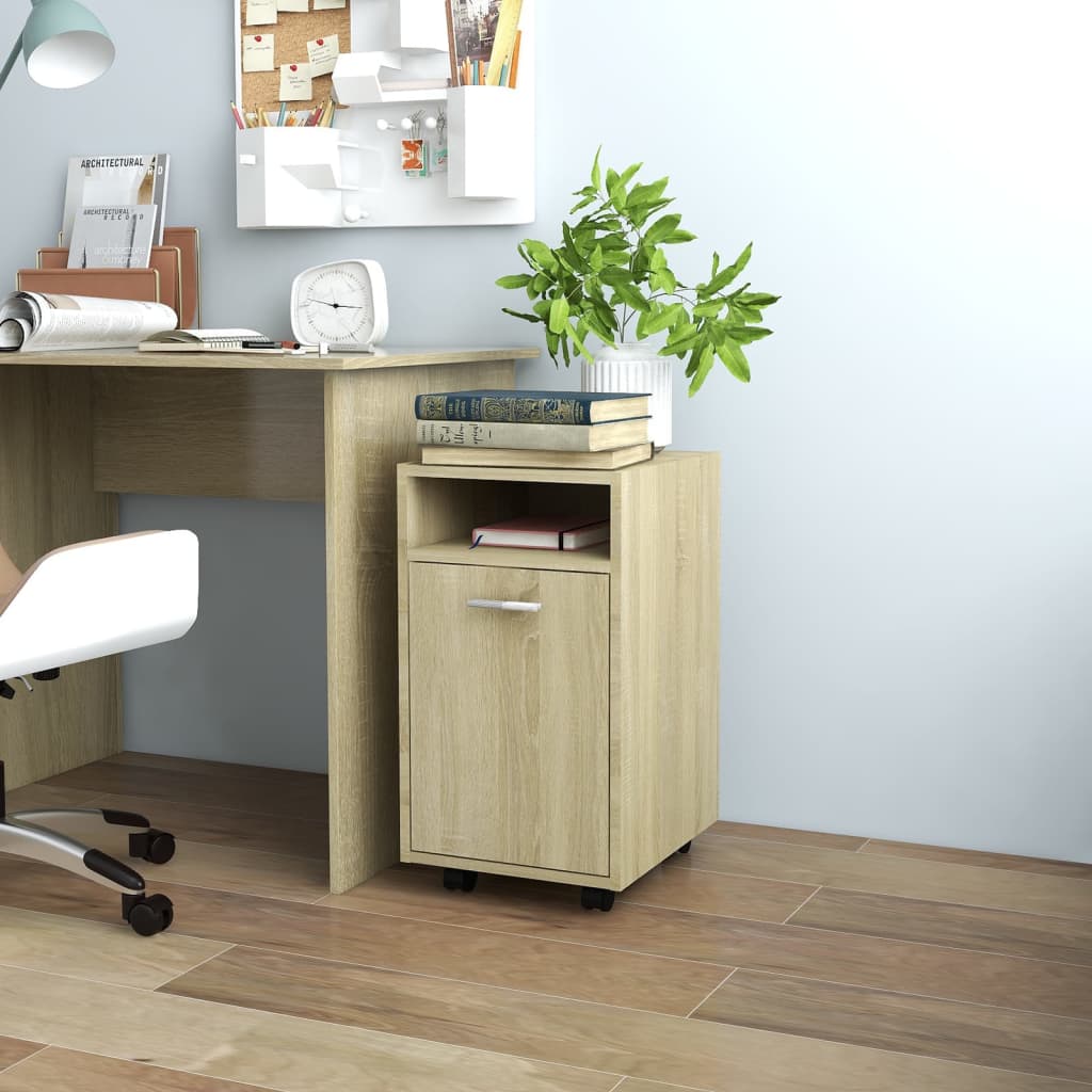 Rollbarer Beistellschrank Sonoma Eiche 33x38x60 cm