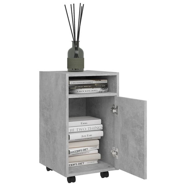 Beistellschrank Betongrau mit Rollen