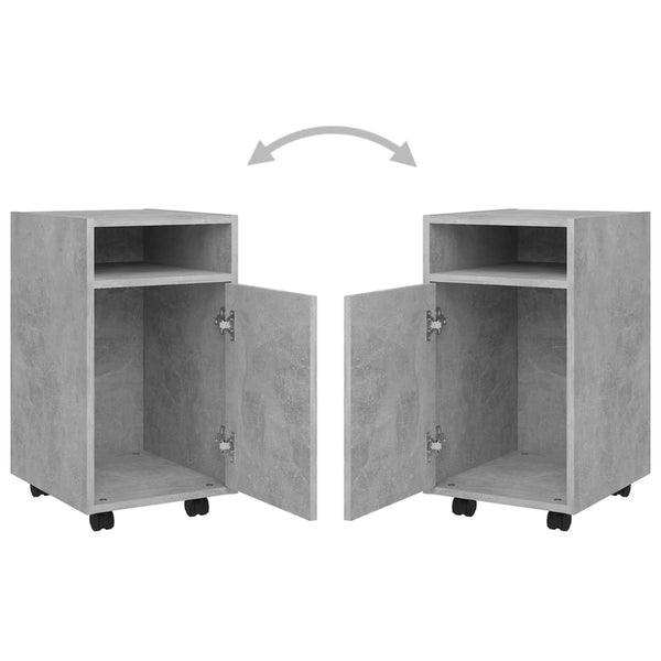 Beistellschrank Betongrau mit Rollen