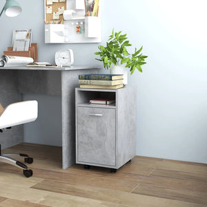Beistellschrank Betongrau mit Rollen