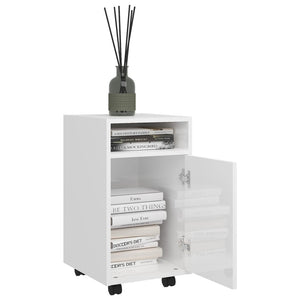 Rollbarer Beistellschrank, Hochglanz Weiß, 33x38x60 cm