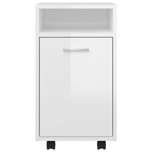 Rollbarer Beistellschrank, Hochglanz Weiß, 33x38x60 cm