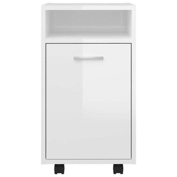 Rollbarer Beistellschrank, Hochglanz Weiß, 33x38x60 cm
