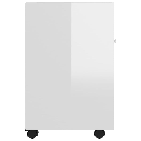 Rollbarer Beistellschrank, Hochglanz Weiß, 33x38x60 cm