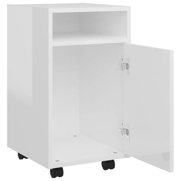 Rollbarer Beistellschrank, Hochglanz Weiß, 33x38x60 cm