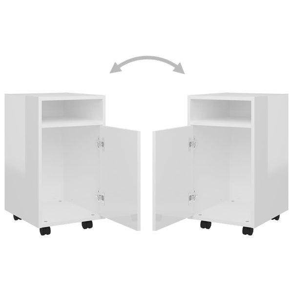 Rollbarer Beistellschrank, Hochglanz Weiß, 33x38x60 cm