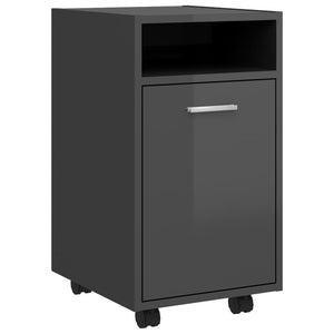 Rollbarer Beistellschrank, Hochglanz Grau, 60cm