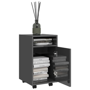 Rollbarer Beistellschrank, Hochglanz Grau, 60cm