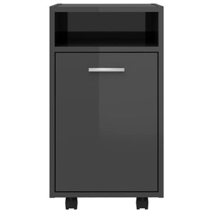 Rollbarer Beistellschrank, Hochglanz Grau, 60cm