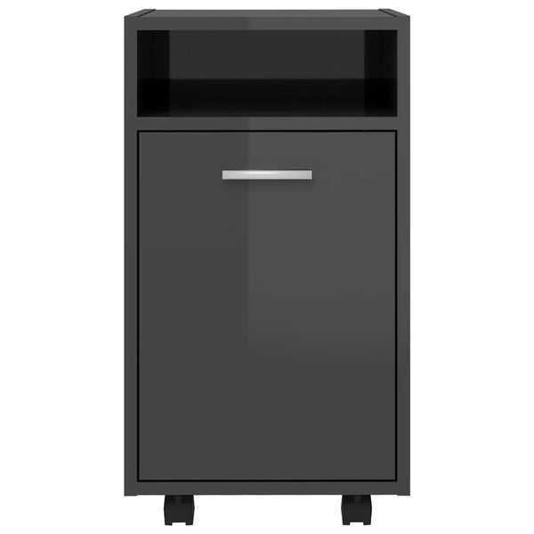 Rollbarer Beistellschrank, Hochglanz Grau, 60cm