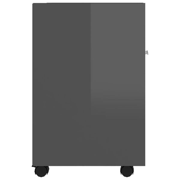 Rollbarer Beistellschrank, Hochglanz Grau, 60cm