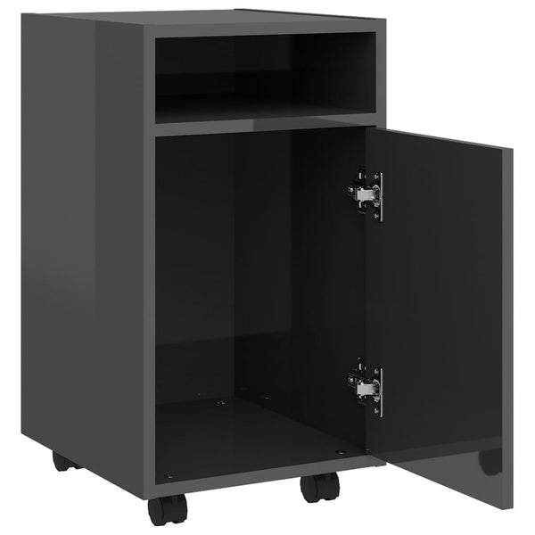 Rollbarer Beistellschrank, Hochglanz Grau, 60cm