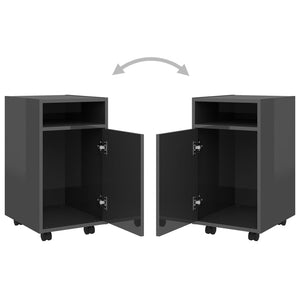 Rollbarer Beistellschrank, Hochglanz Grau, 60cm