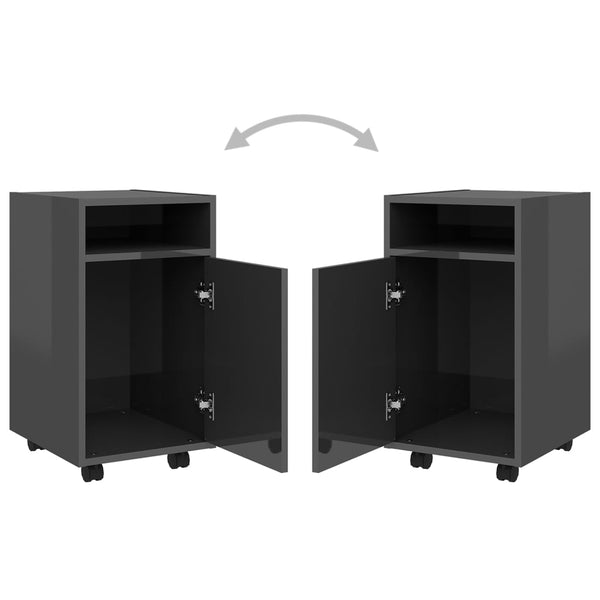 Rollbarer Beistellschrank, Hochglanz Grau, 60cm