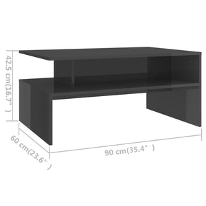 Couchtisch Hochglanz Grau 90x60 cm