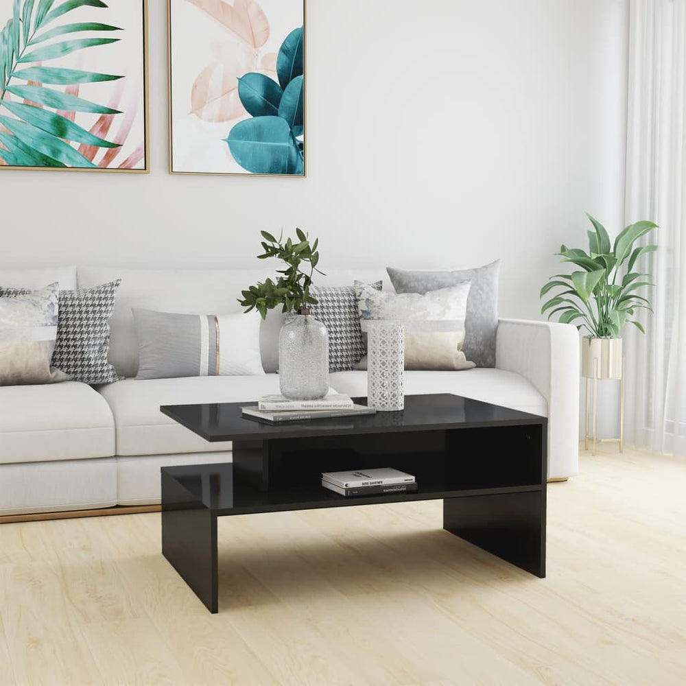 Couchtisch Hochglanz Grau 90x60 cm