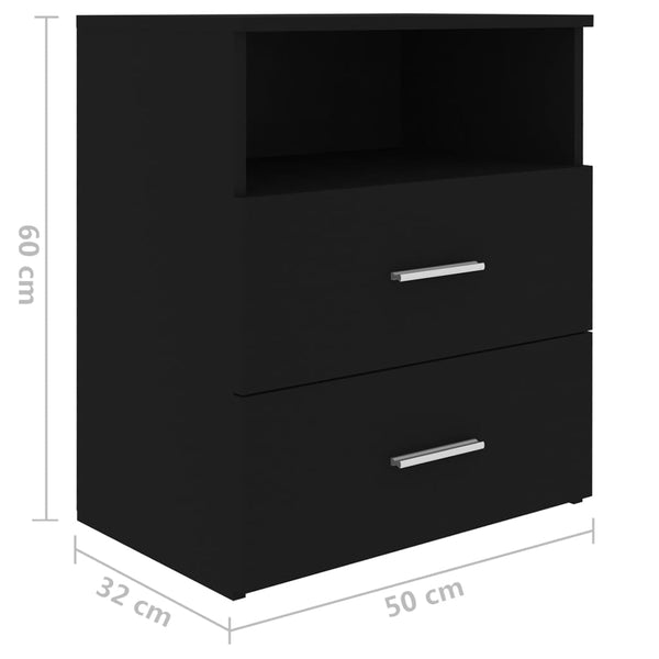 Nachttische 2er Set Schwarz 50x32x60 cm