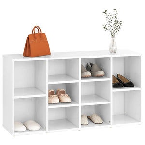 Weiße Schuhbank mit 10 Fächern