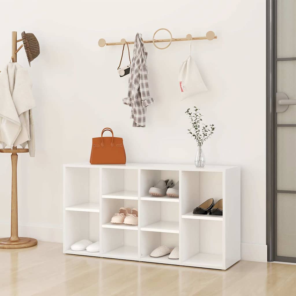 Weiße Schuhbank mit 10 Fächern