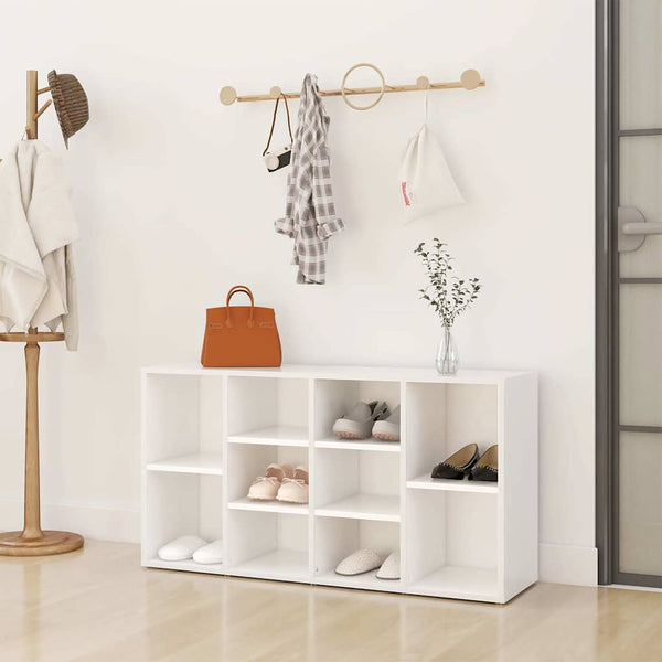 Weiße Schuhbank mit 10 Fächern