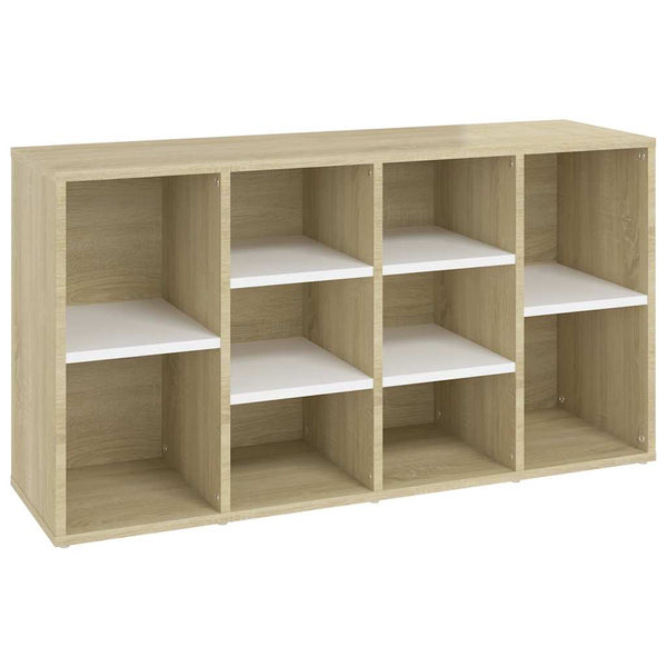 Schuhbank Weiß/Sonoma-Eiche, 10 Fächer