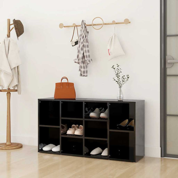 Schuhbank Schwarz Hochglanz 103 cm