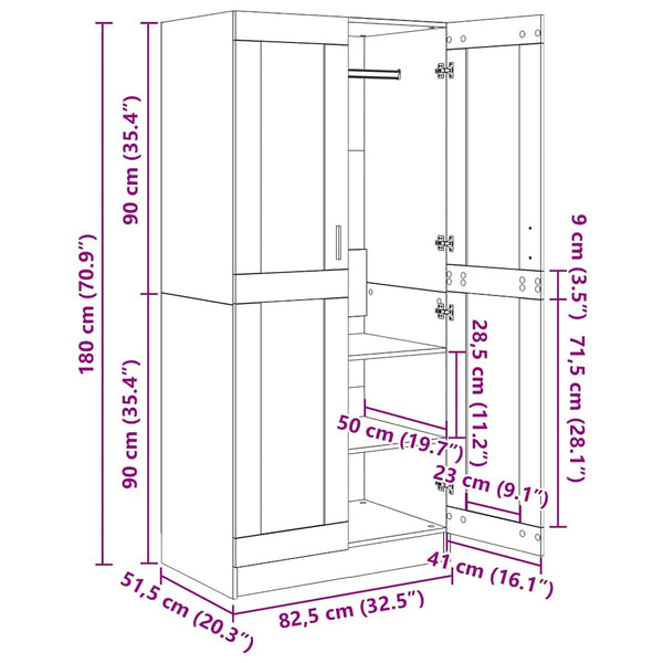 Weißer Kleiderschrank Holzwerkstoff 180 cm