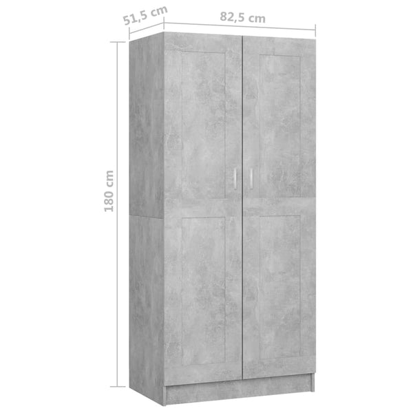Kleiderschrank Betongrau 180 cm Hoch