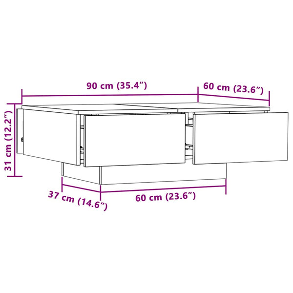 Sonoma Eiche Couchtisch 90x60 cm
