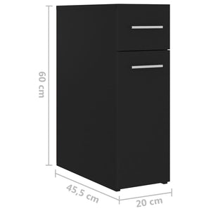 Schwarzer Apothekerschrank, 60 cm