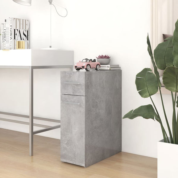 Betongrauer Apothekerschrank, 20x60 cm