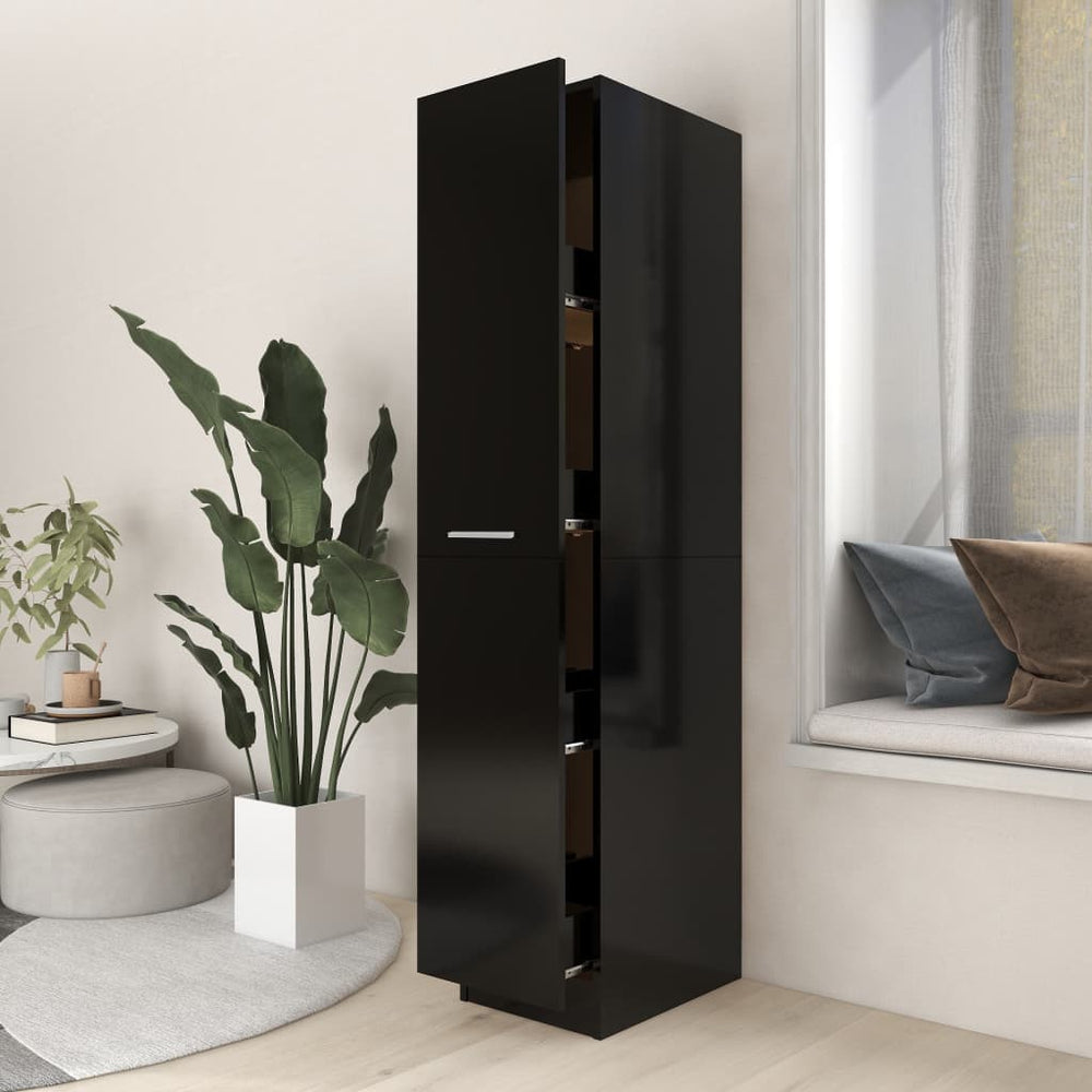 Schwarzer Apothekerschrank 30x42,5x150 cm