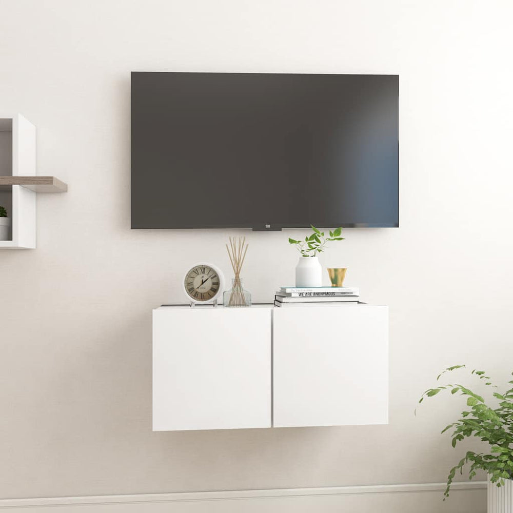 vidaXL Meuble TV mural Blanc 60x30x30 cm