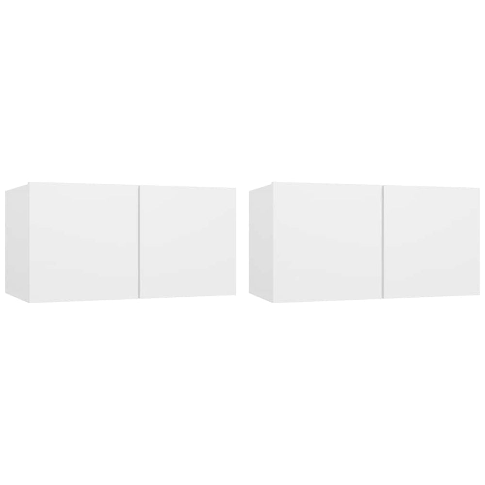 Weiße TV-Hängeschränke, 2er Set