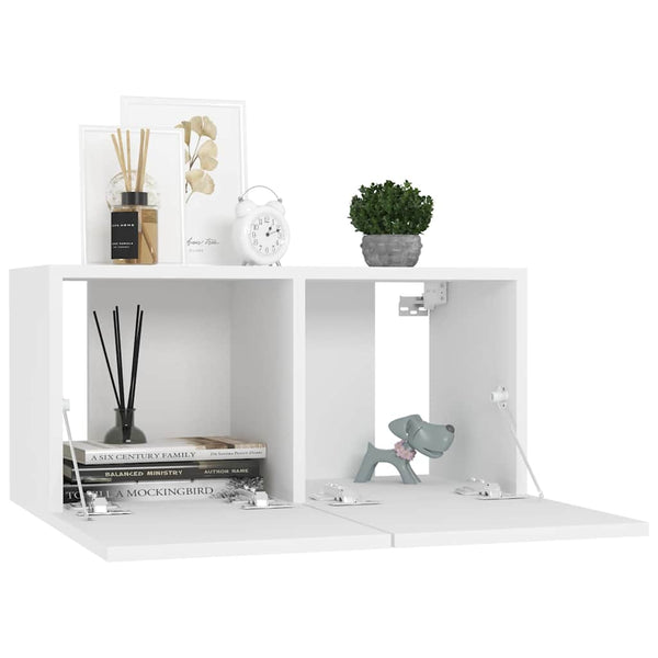 Weiße TV-Hängeschränke, 2er Set