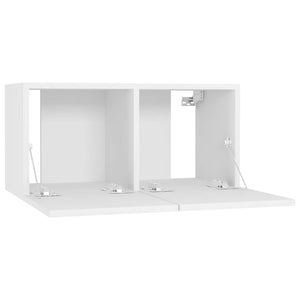 Weiße TV-Hängeschränke, 2er Set