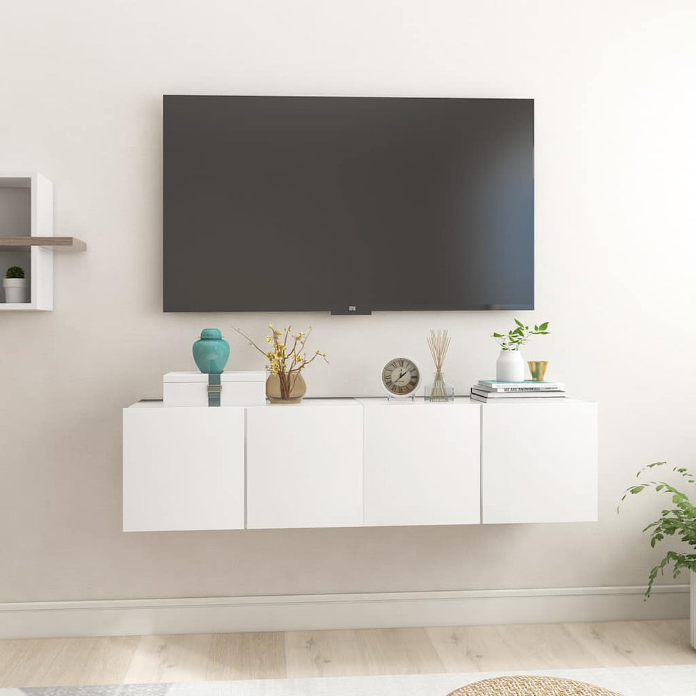 Weiße TV-Hängeschränke, 2er Set