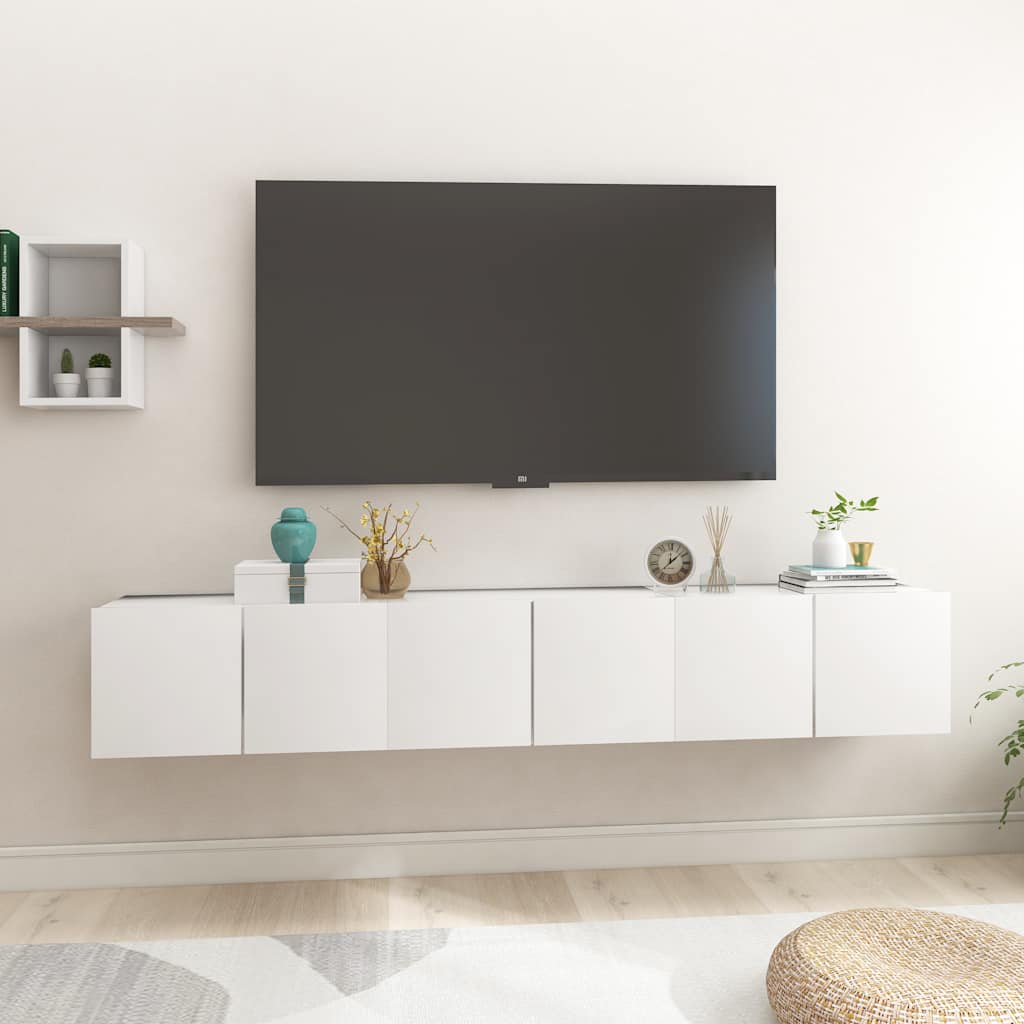 Weiße TV-Hängeschränke, 3er Set