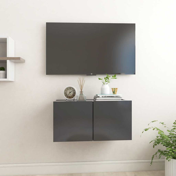 Grauer TV-Hängeschrank 60 cm