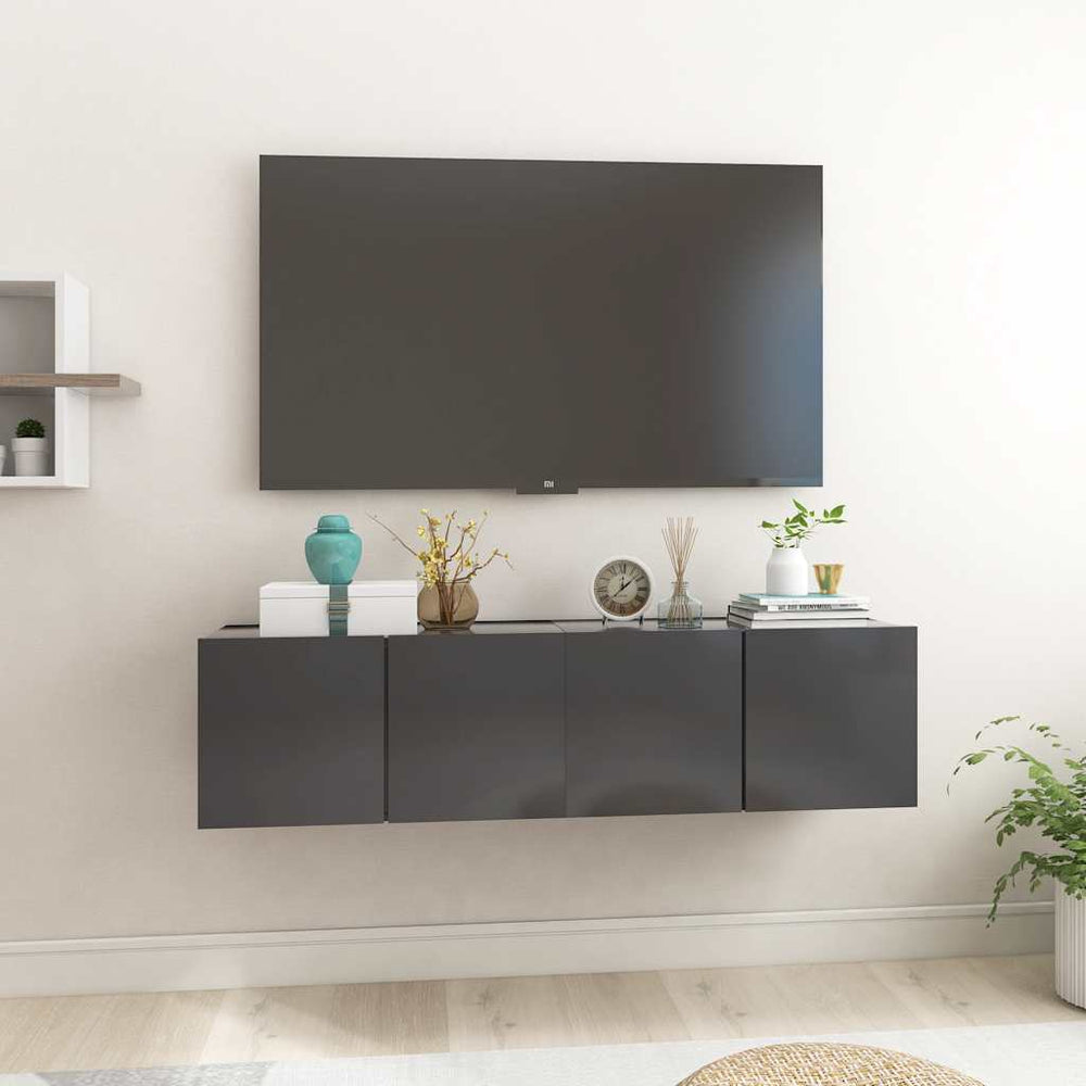 vidaXL Meubles TV suspendus 2 pcs Gris 60x30x30 cm